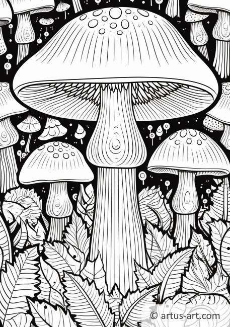 Página para Colorir com Padrões de Cogumelos